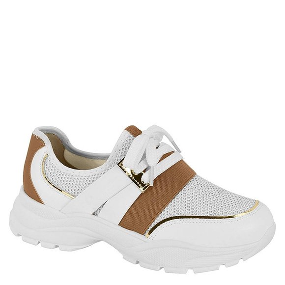 Vizzano Shoes - Vizzano White Brown Gold Women's Urban Casual Sneakers